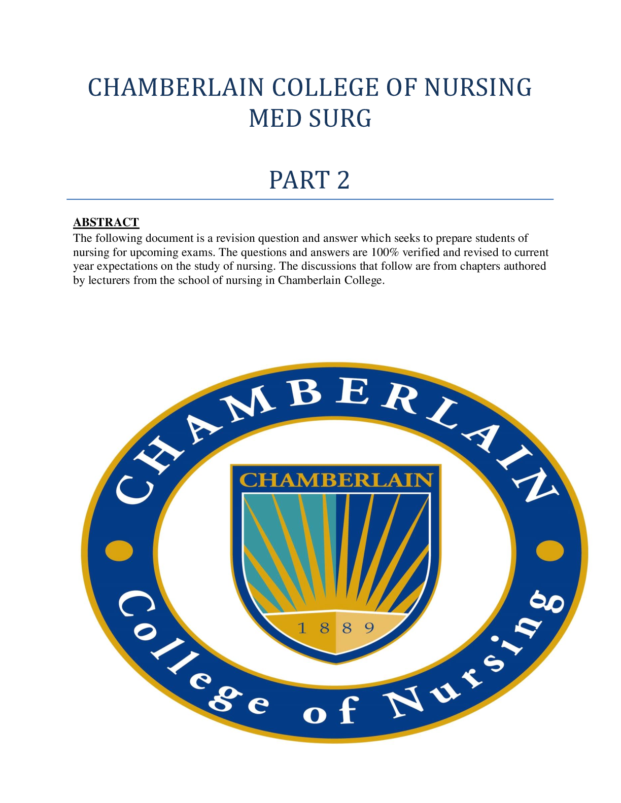 Preview image for Chamberlain College of Nursing  Med Surge Part 2